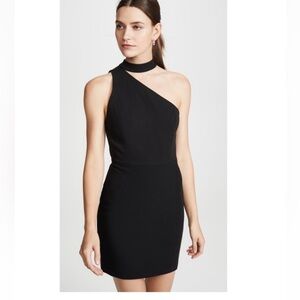 Alice and Olivia black Skyla One-Shoulder Sheath Dress mini size 4